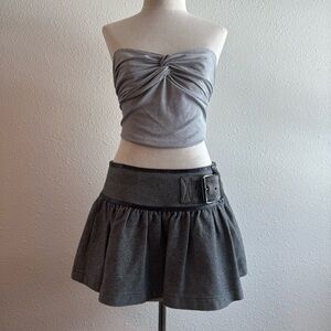 BURBERRY Low Rise Ruffle Belt Miniskirt Wool Vintage y2k